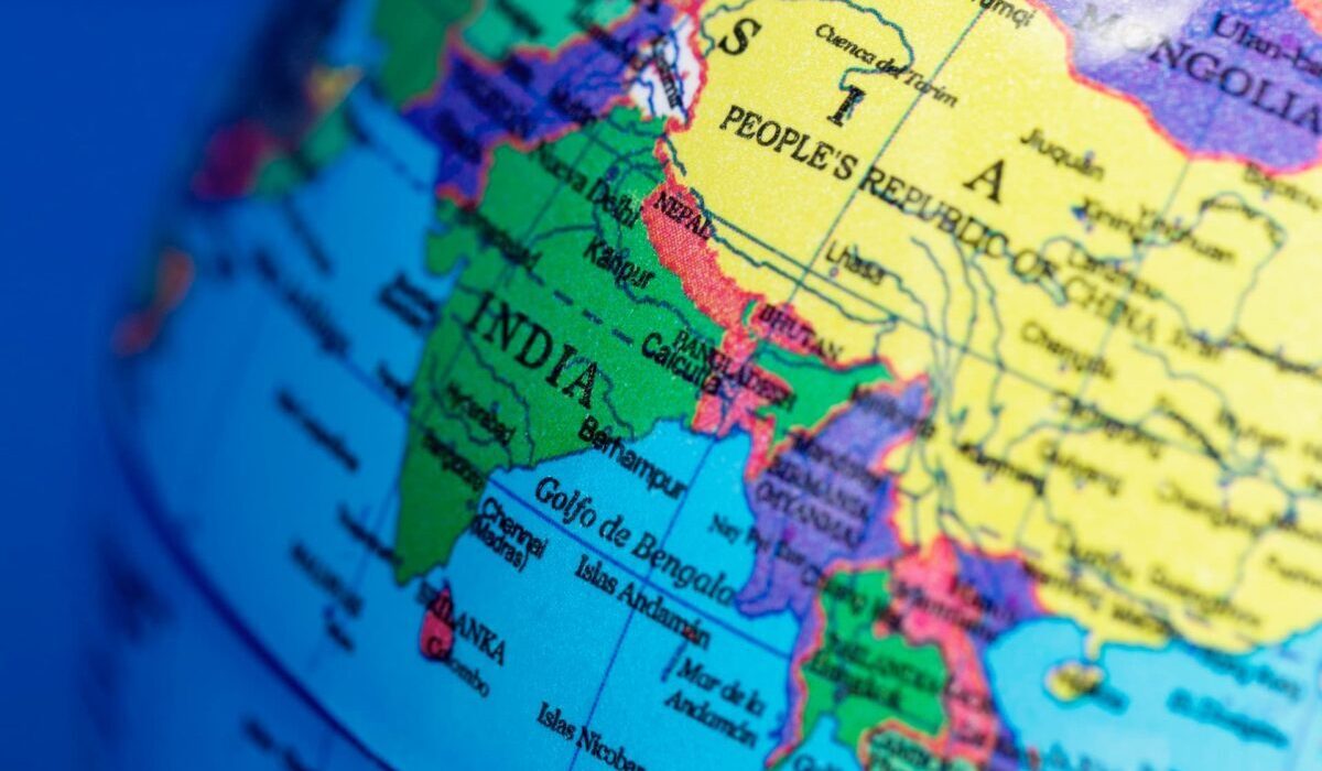 L'Inde est représentée sur le globe.